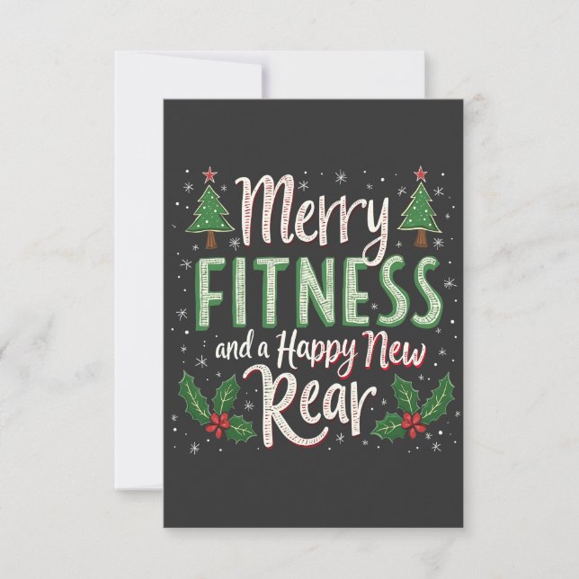Carte De Remerciements Joyeux Fitness et Joyeux nouveau Bodybuilding arri (Devant)