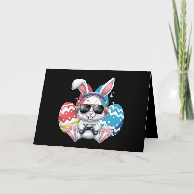 Carte De Remerciements Joyeux Jeux de Joueur de lapin de Pâques (Devant)
