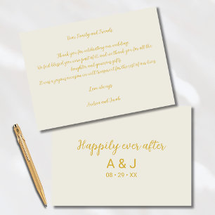 Carte De Remerciements Joyeux Jour après Albâtre Blanc Monogramme Or