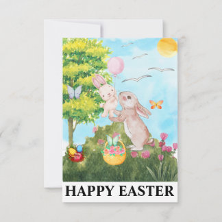 Carte De Remerciements Joyeux lapin de Pâques mignonette lapin aquarelle 
