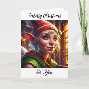 Carte De Remerciements Joyeux Noël à Vous Elfe Adorable