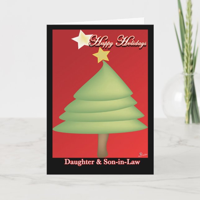 Carte De Remerciements Joyeux Noël Bonnes Fêtes Fille et Gendre (Devant)