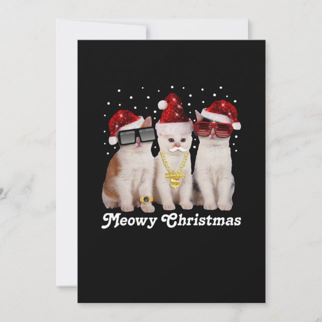 Carte De Remerciements Joyeux Noël | Cute Chat avec Père Noël (Devant)