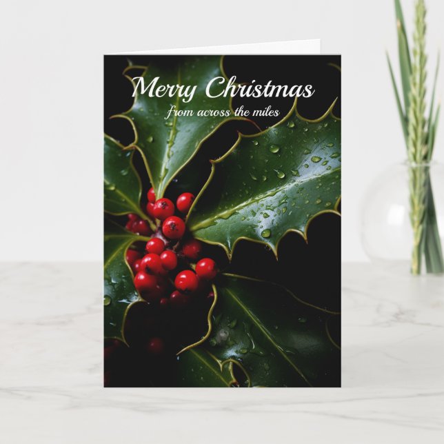 Carte De Remerciements Joyeux Noël de l'autre côté des Miles Winter Holly (Devant)