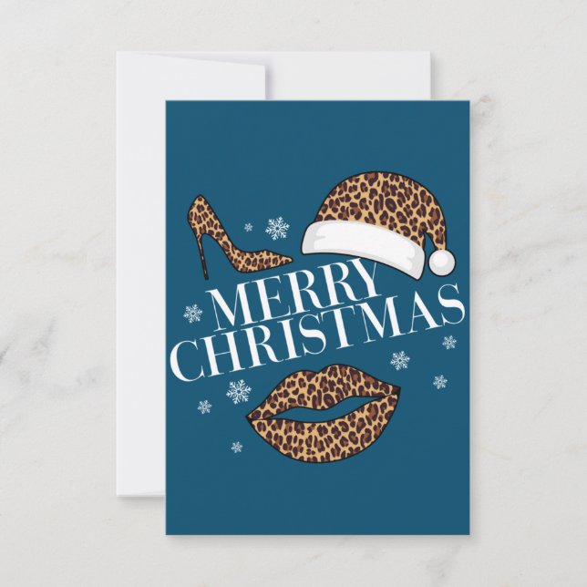 Carte De Remerciements Joyeux Noël empreinte de léopard femmes (Devant)