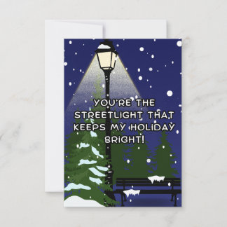 Carte De Remerciements Joyeux Noël Réverbère, Message Romantique