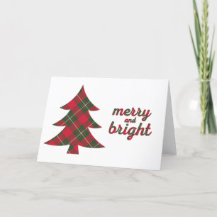 Carte De Remerciements Joyeux Noël typographie brillante tartan Greet