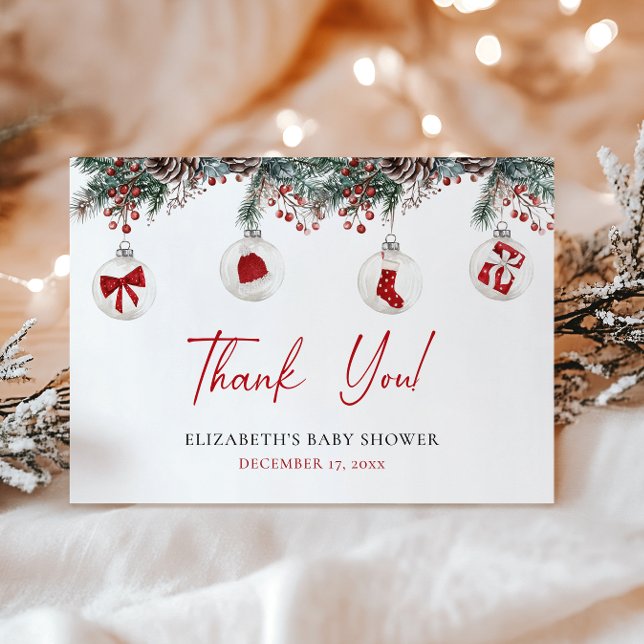 Carte De Remerciements Joyeux petit Baby shower de Noël (Créateur téléchargé)