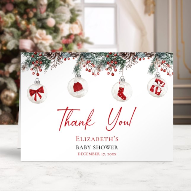 Carte De Remerciements Joyeux petit Baby shower de Noël (Créateur téléchargé)