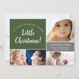 Carte De Remerciements Joyeux petit Noël Vert Bébé photos de naissance