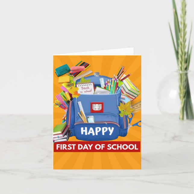 Carte De Remerciements Joyeux premier jour d'école (Devant)