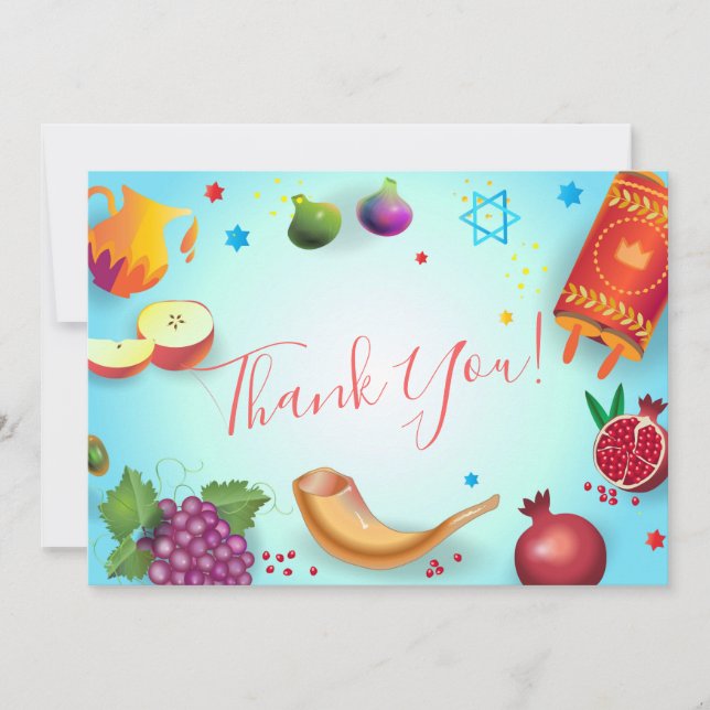 Carte De Remerciements Joyeux Rosh Hashanah Juif Nouvel An Miel & Pomme (Devant)