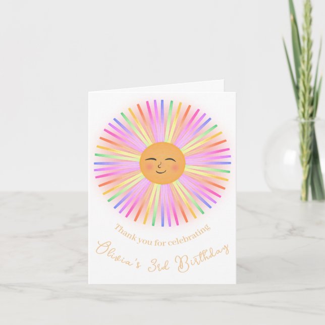 Carte De Remerciements Joyeux soleil arc-en-ciel (Devant)