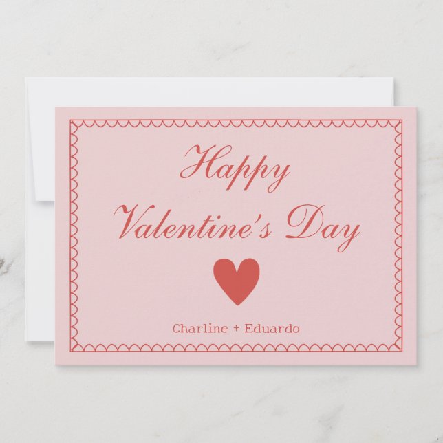Carte De Remerciements Joyeux Valentin Rouge rose (Devant)