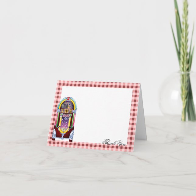 Carte De Remerciements Jukebox Vintage des Années 50 Remerciements de Mar (Devant)