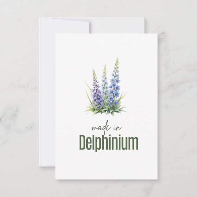 Carte De Remerciements July Delphinium Birth Flower Flat Thank You Card (Devant)