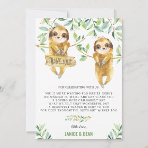 Carte De Remerciements Jumeaux de Baby shower en bois de joaillerie
