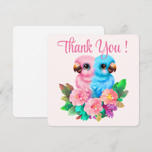 Carte De Remerciements Jumeaux de perroquets pour bébés