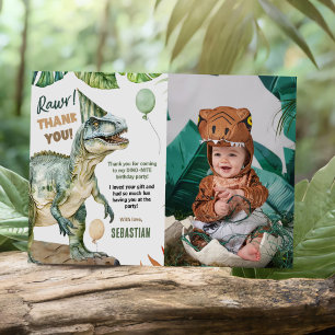 Carte De Remerciements Jungle Dinosaur T Rex Photo de fête d'anniversaire
