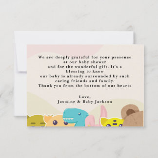Carte De Remerciements Jungle feuillu thème singe baby shower de jouets d