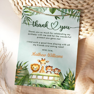 Carte De Remerciements Jungle Safari 1er anniversaire