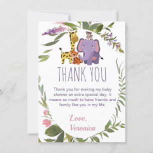 Carte De Remerciements Jungle Safari Animaux Aquarelle Baby shower