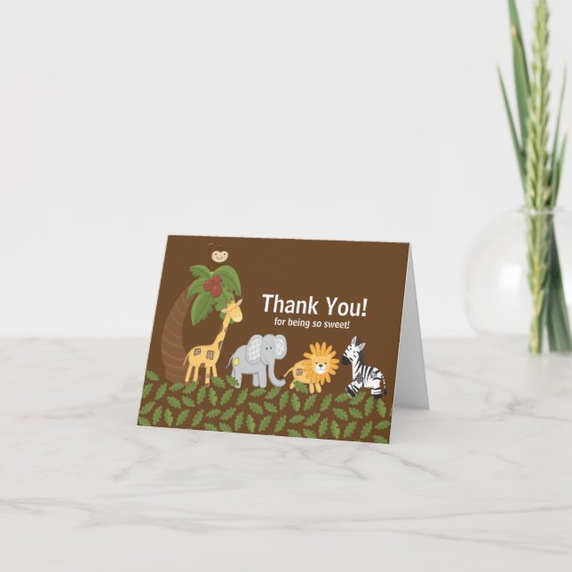 Carte De Remerciements Jungle Safari Baby shower animal neutre (Devant)