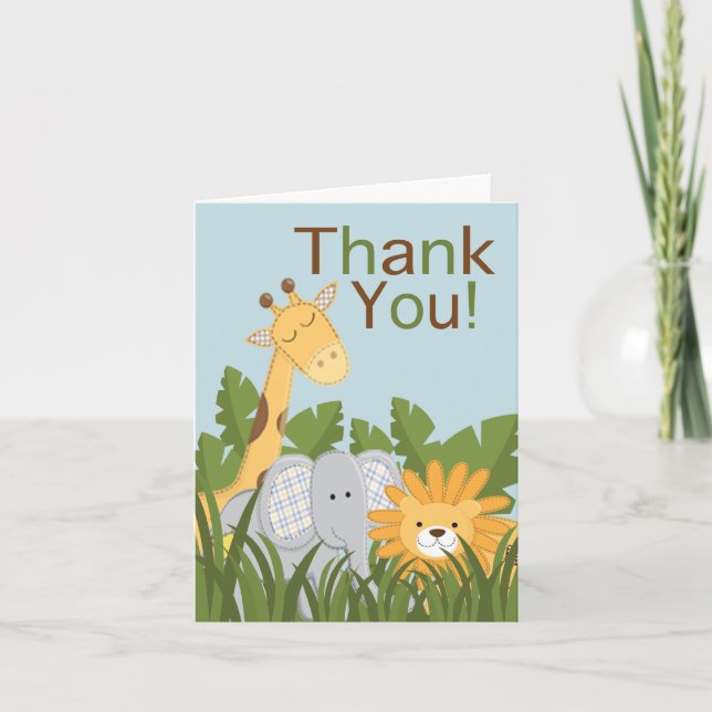 Carte De Remerciements Jungle Safari Baby shower animal neutre (Devant)