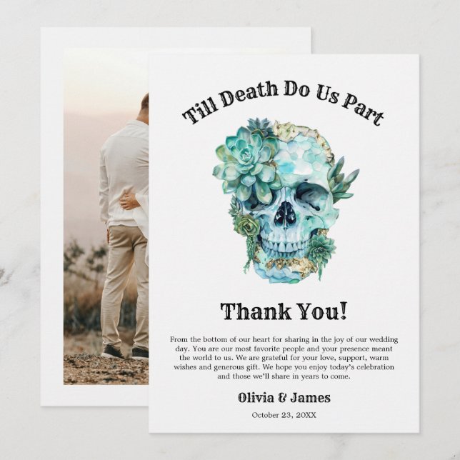 Carte De Remerciements Jusqu'à la mort faisons-nous partie Mariage d'Hall (Devant / Derrière)