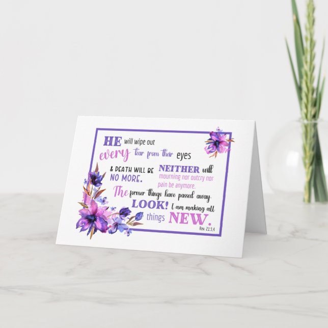Carte De Remerciements JW Sympathy Card Révélation 21:3,4 (Devant)