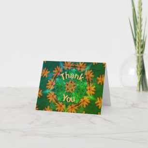 Carte de remerciements kaléidoscope à fleur orange