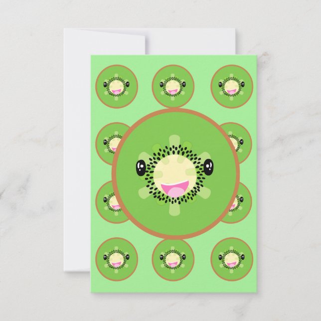 Carte De Remerciements Kawaii aux fruits cuits de Kiwi (Devant)