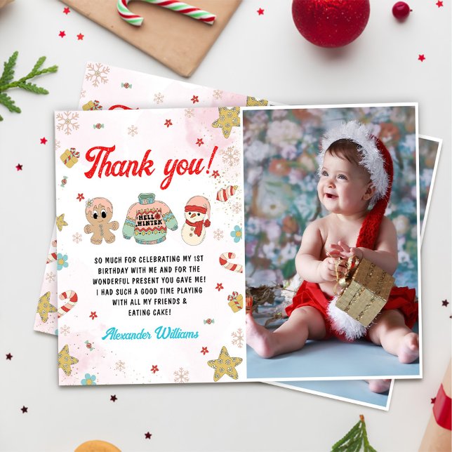 Carte De Remerciements Kidsmas hiver Noël fête d'anniversaire Photo (Créateur téléchargé)