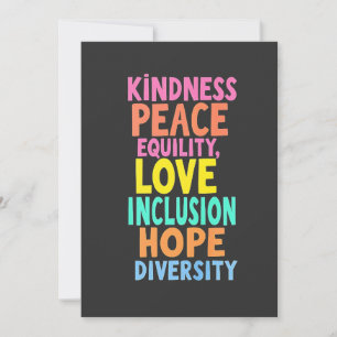 Carte De Remerciements Kindness Peace Equality Love Inclusion Hope Divers