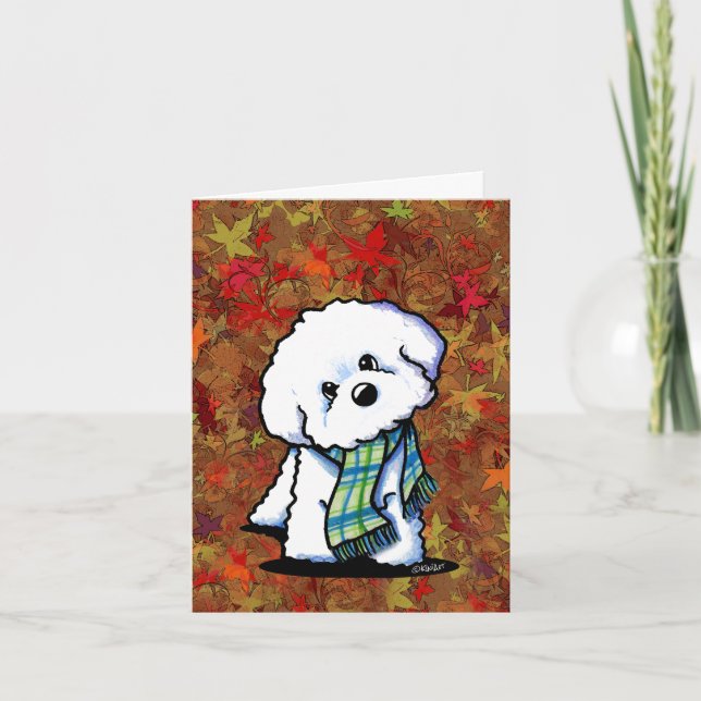 Carte De Remerciements KiniArt Automne Bichon Frise (Devant)