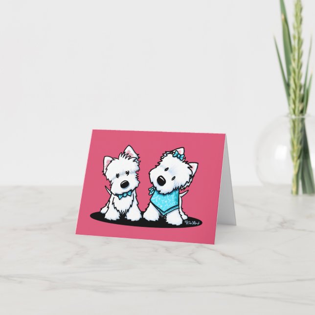 Carte De Remerciements KiniArt Westie Terriers (Devant)