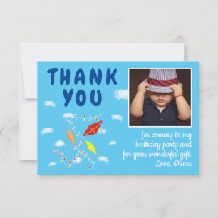 Carte De Remerciements Kites Clouds Blue Kids Photo Anniversaire