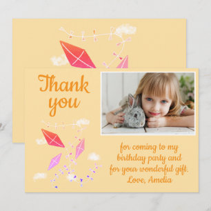 Carte De Remerciements Kites in Sky Girl Photo Anniversaire