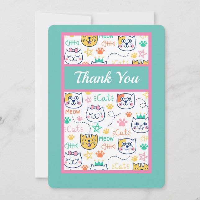 Carte De Remerciements Kitty Cat (Devant)