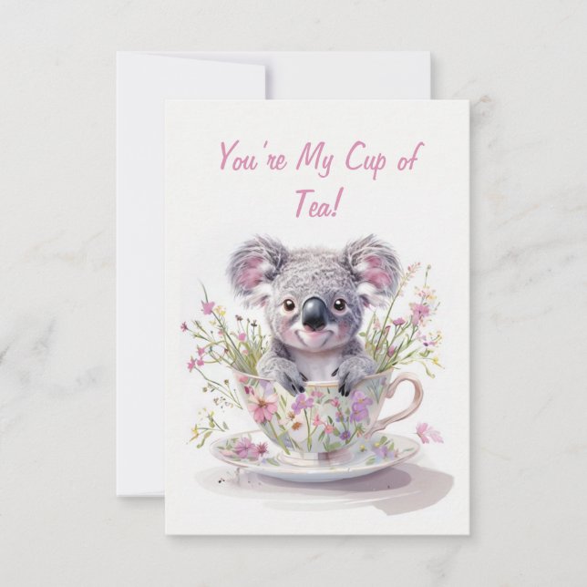 Carte De Remerciements Koala in Floral Teacup  (Devant)