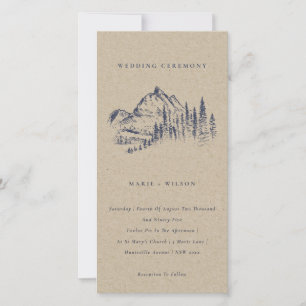 Carte De Remerciements Kraft Pine Woods Mountain Sketch Wedding Invitatio