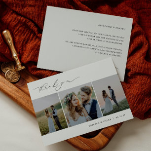 Carte De Remerciements KRISTEN Minimalist 3 Mariage photo