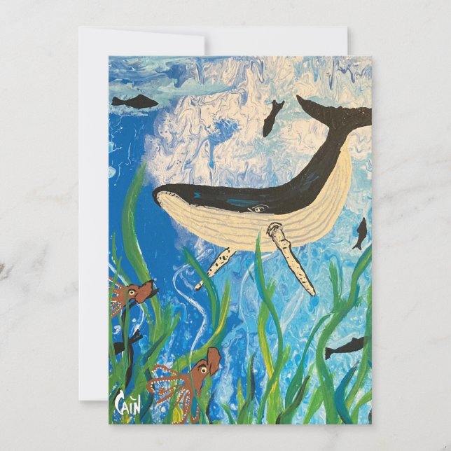 CARTE DE REMERCIEMENTS LA BALEINE À L'HUMPBACK (Devant)