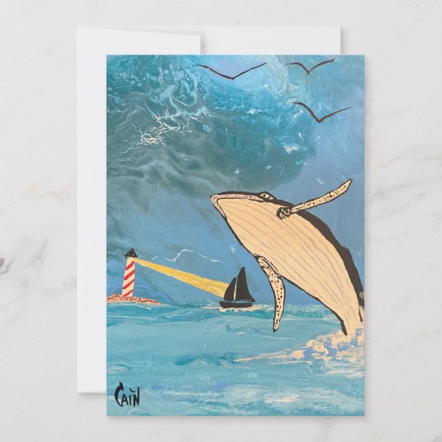 CARTE DE REMERCIEMENTS LA BALEINE ET LA LUMIÈRE (Devant)