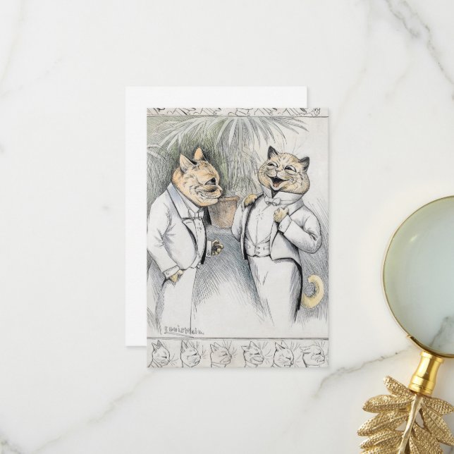 Carte De Remerciements La blague après-dîner de Louis Wain (Devant/Arrière en situation)