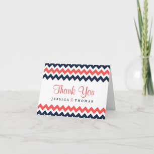 Carte De Remerciements La collection de mariage Modern Chevron Navy et Co