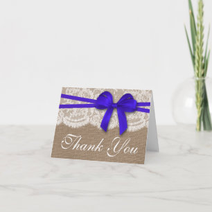 Carte De Remerciements La Collection de Mariage Rustic Blue Bow