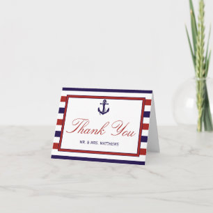 Carte De Remerciements La collection de Mariages d'Ancres nautiques Red &