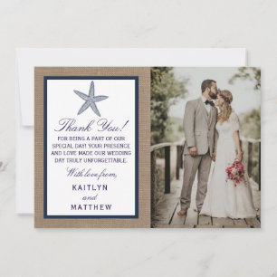 Carte De Remerciements La collection de mariages de la marine Starfish Bu