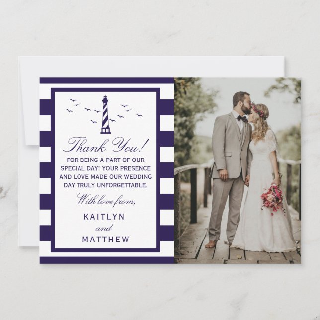 Carte De Remerciements La collection de Mariages du phare nautique (Devant)